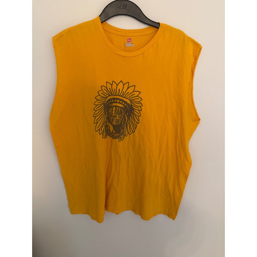 Lee Bains III and the Glory Fires Band Graphic Tank Top Yellow Mens 2XL Cut Off